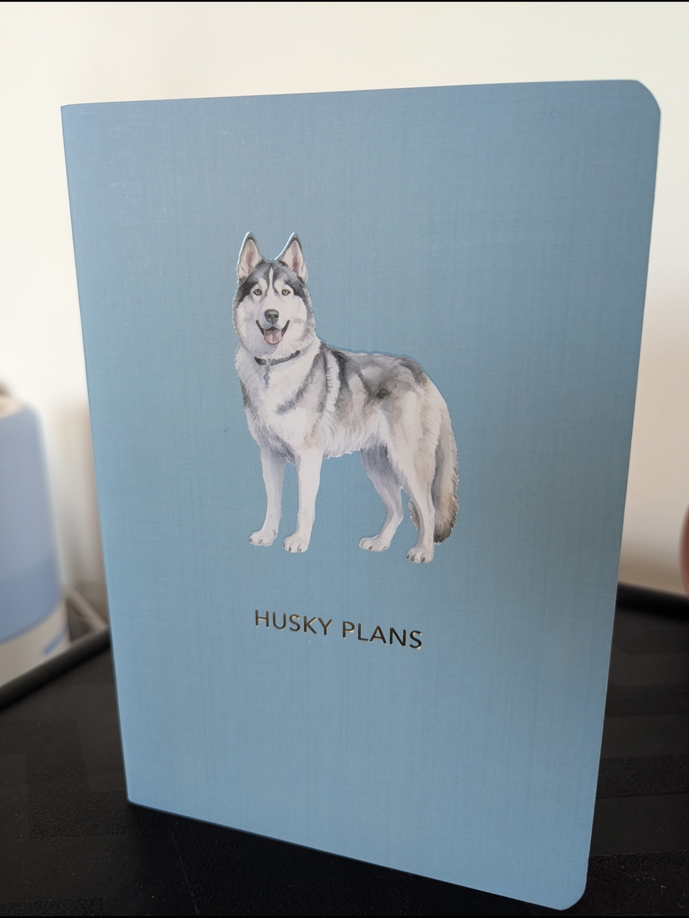 Husky Plans Light Blue Dog Notebook